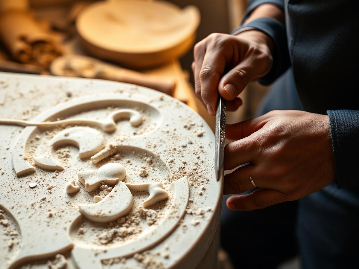 Master artisan carving Makrana marble